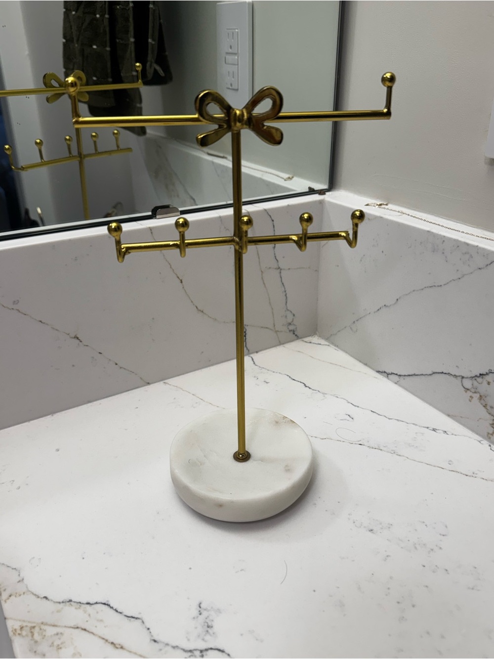 Urban Outfitters Gold and White Marble Jewelry Tree Organizer